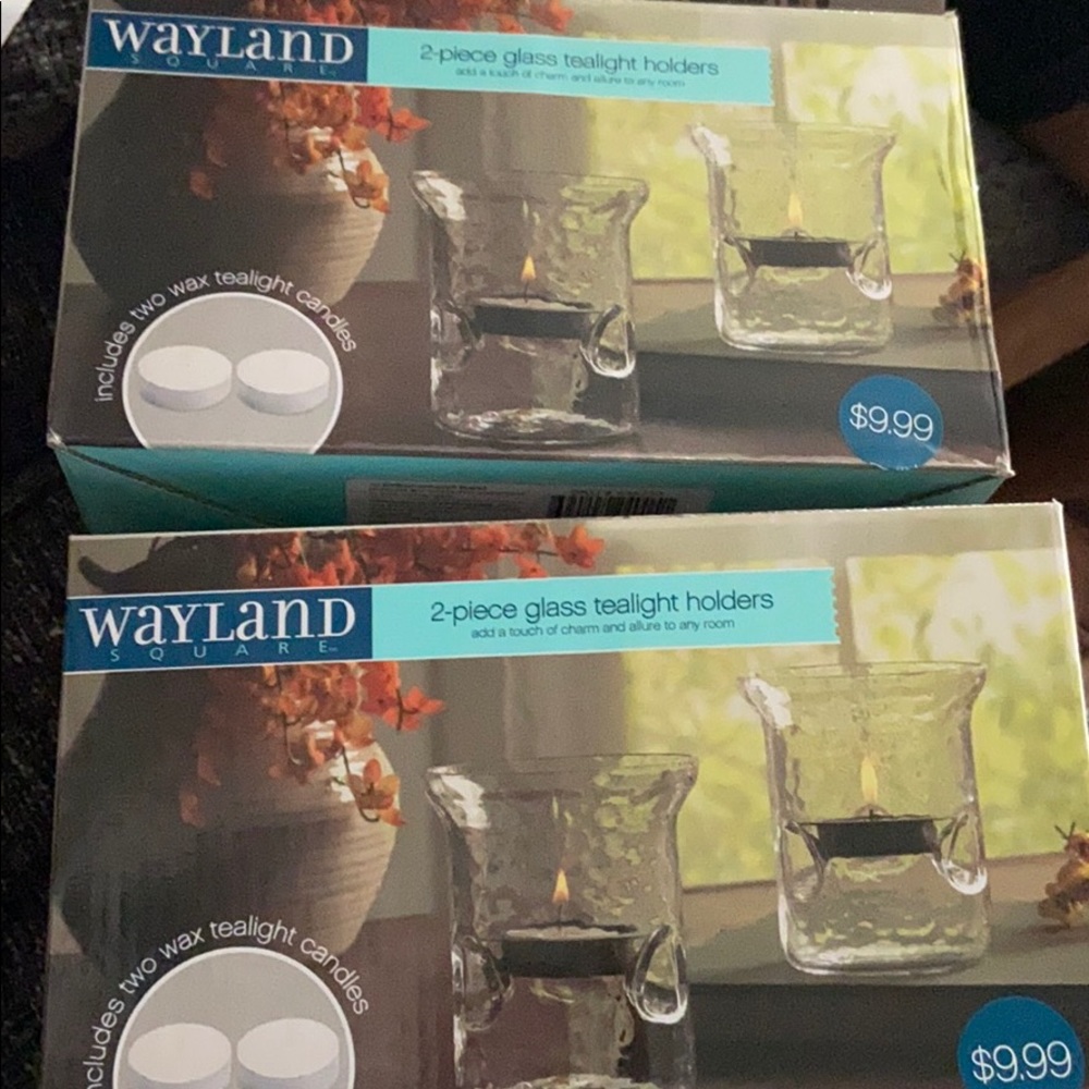 Wayland square 2 piece glass tea light holders